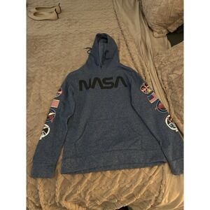 Aldrin Family Foundation NASA Blue Hoodie Pullover S Graphic Print Hooded